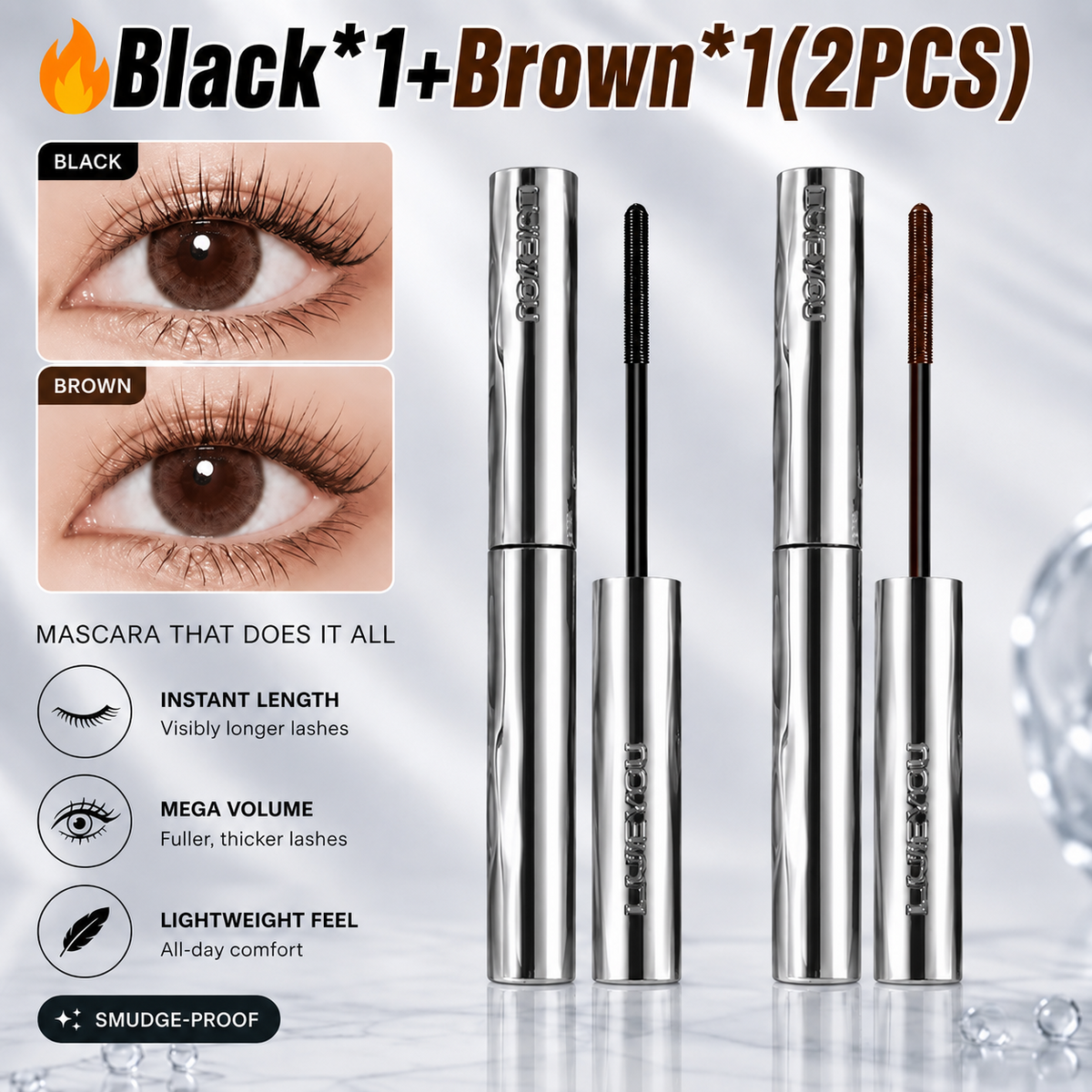 Volumizing Lengthening Smudge—Proof Mascara with Nourishing Formula👁️✨(Buy 1 Get 1 Free)