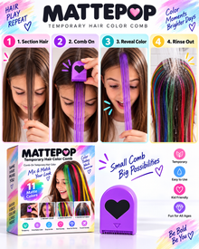 MATTEPOP™ Hair Color Comb Kit – 11 Colors Temporary Washable Hair Dye for Festival, Party & Daily Hair Makeovers
