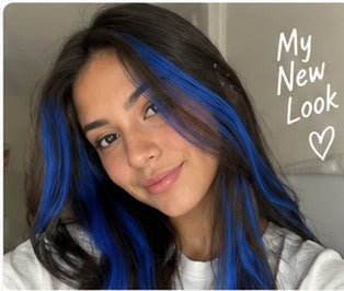 Blue temporary hair color streak inspiration