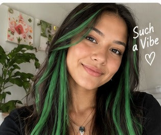 Green temporary hair color streak inspiration