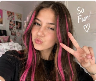 Pink temporary hair color streak inspiration