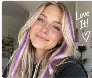 Purple temporary hair color streak inspiration