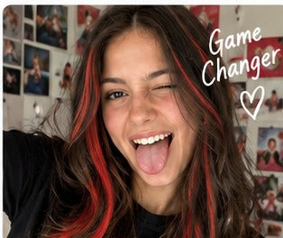 Red temporary hair color streak inspiration