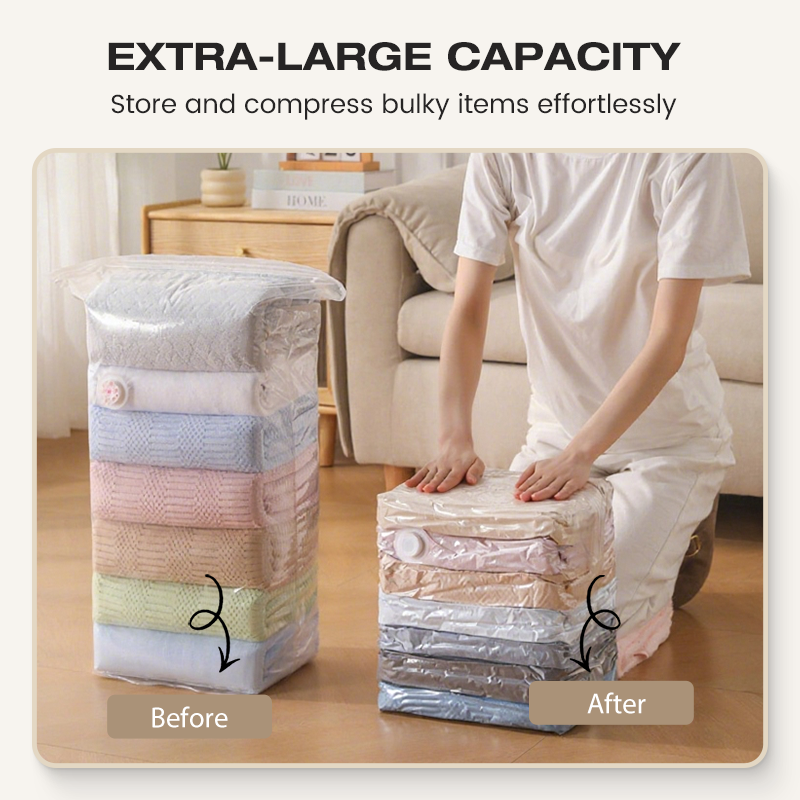No-Pump Vacuum Storage Bags - Save 80% Space Instantly! 📦